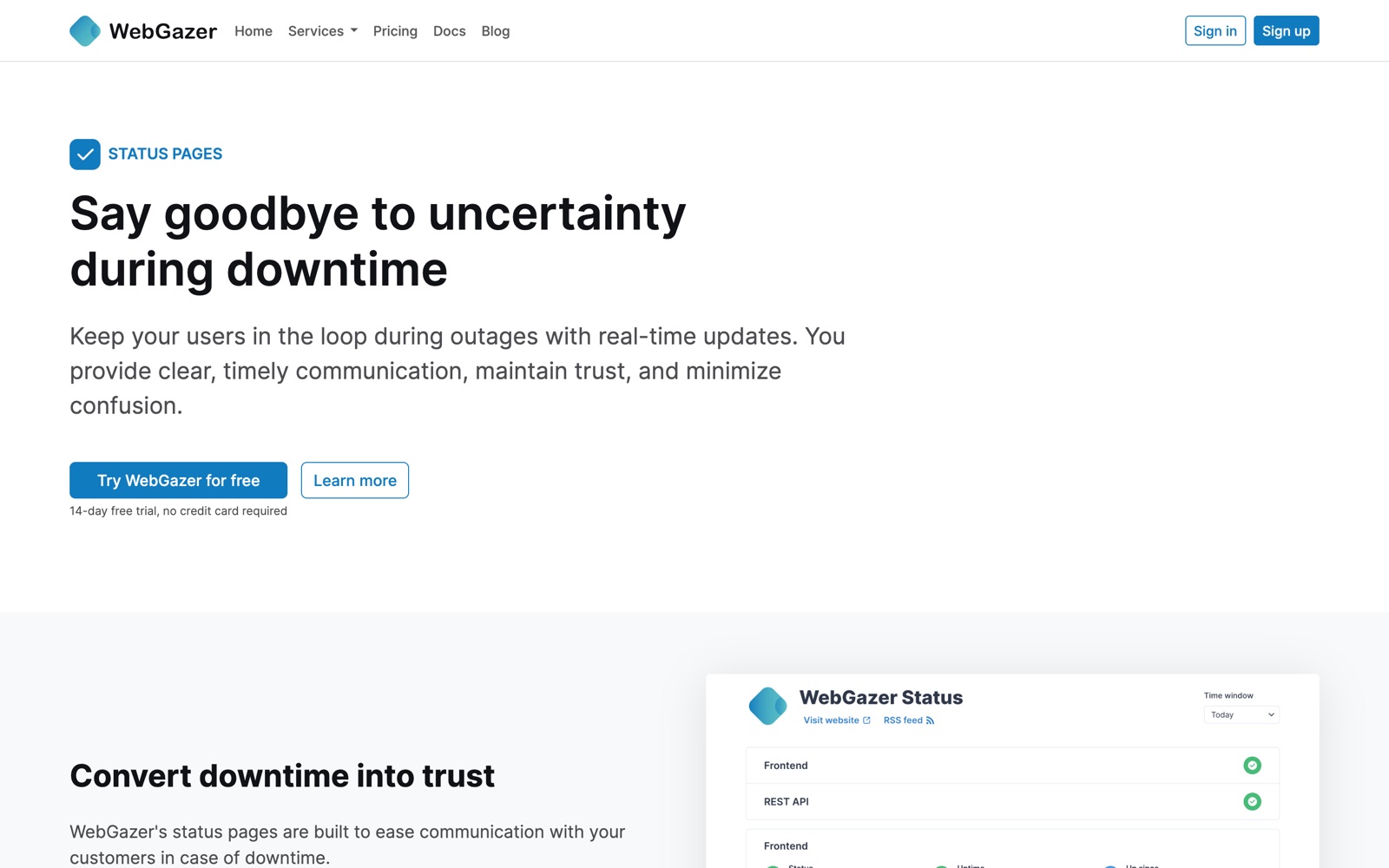 hosted status pages